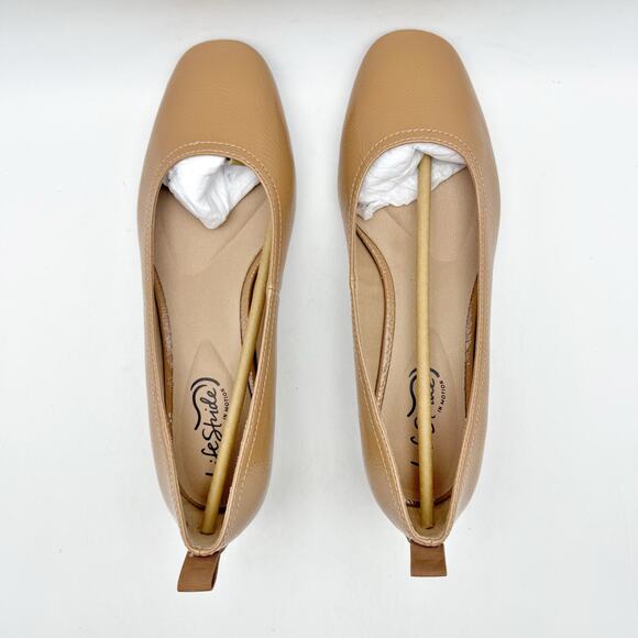 LifeStride Womens Cameo Heeled Flats US 7 Wide EU 37 Nude Tan Slip On NIB - Picture 10 of 12